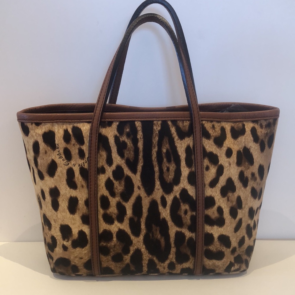 ๐HPx2๐Dolce & Gabbana 1672 Dark Brown Black Canvas leopard tote - Picture 4 of 8